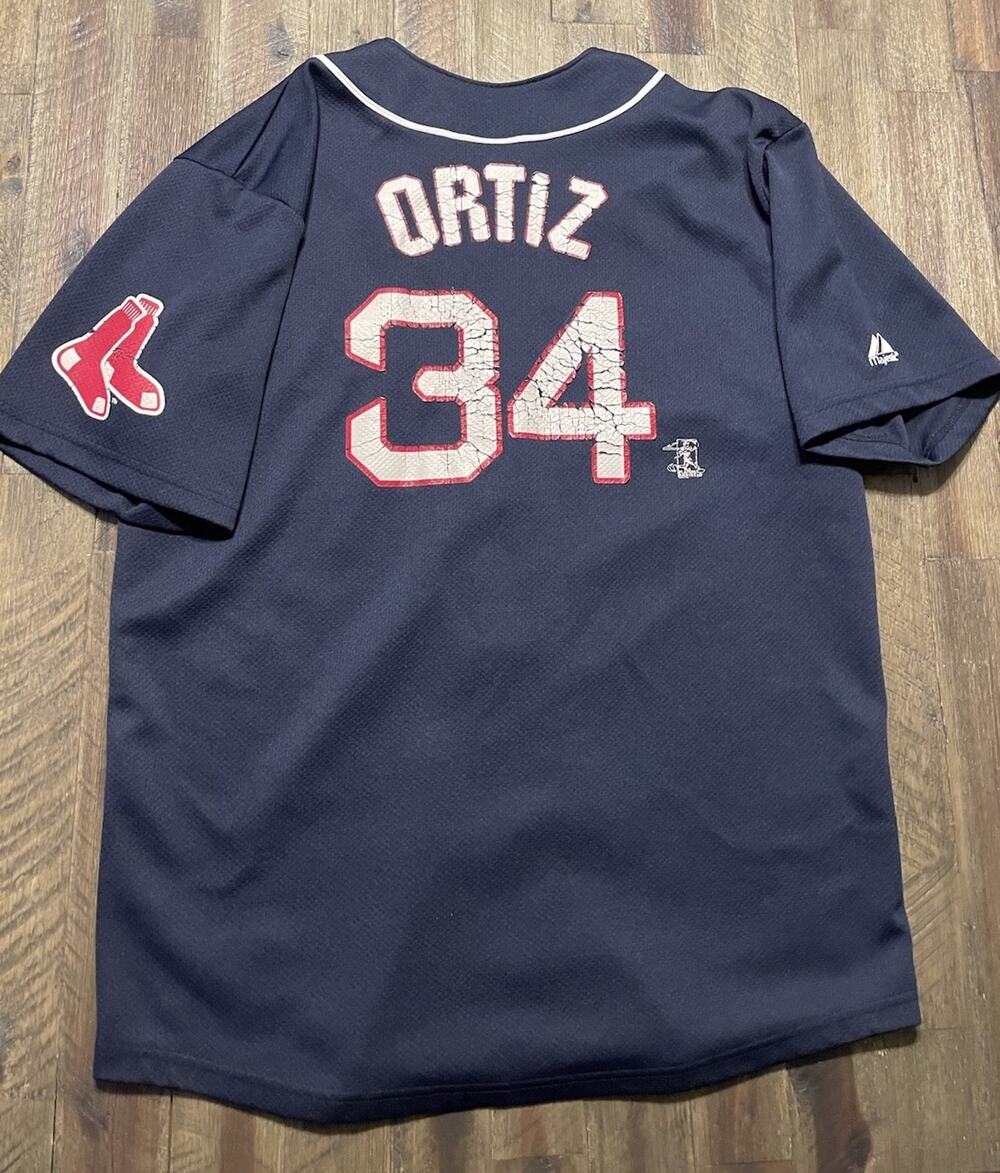 Boston Red Sox David Ortiz #34 Majestic Jersey Navy (Large)